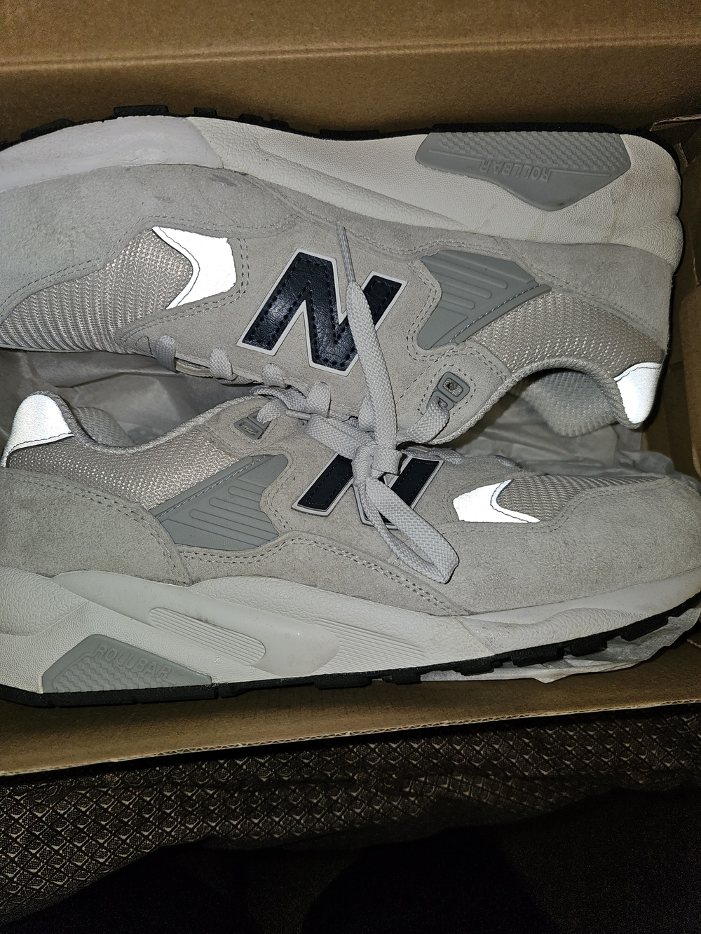 New Balance 580 Men's Grey and Black Suede Mesh Sneakers
